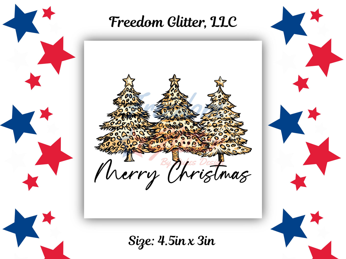 Merry Christmas Leopard Trees Decal (UVDTF)