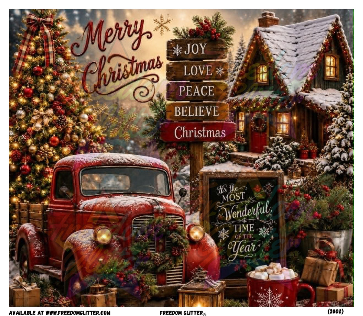 Merry Christmas Red Truck (Printed Vinyl)