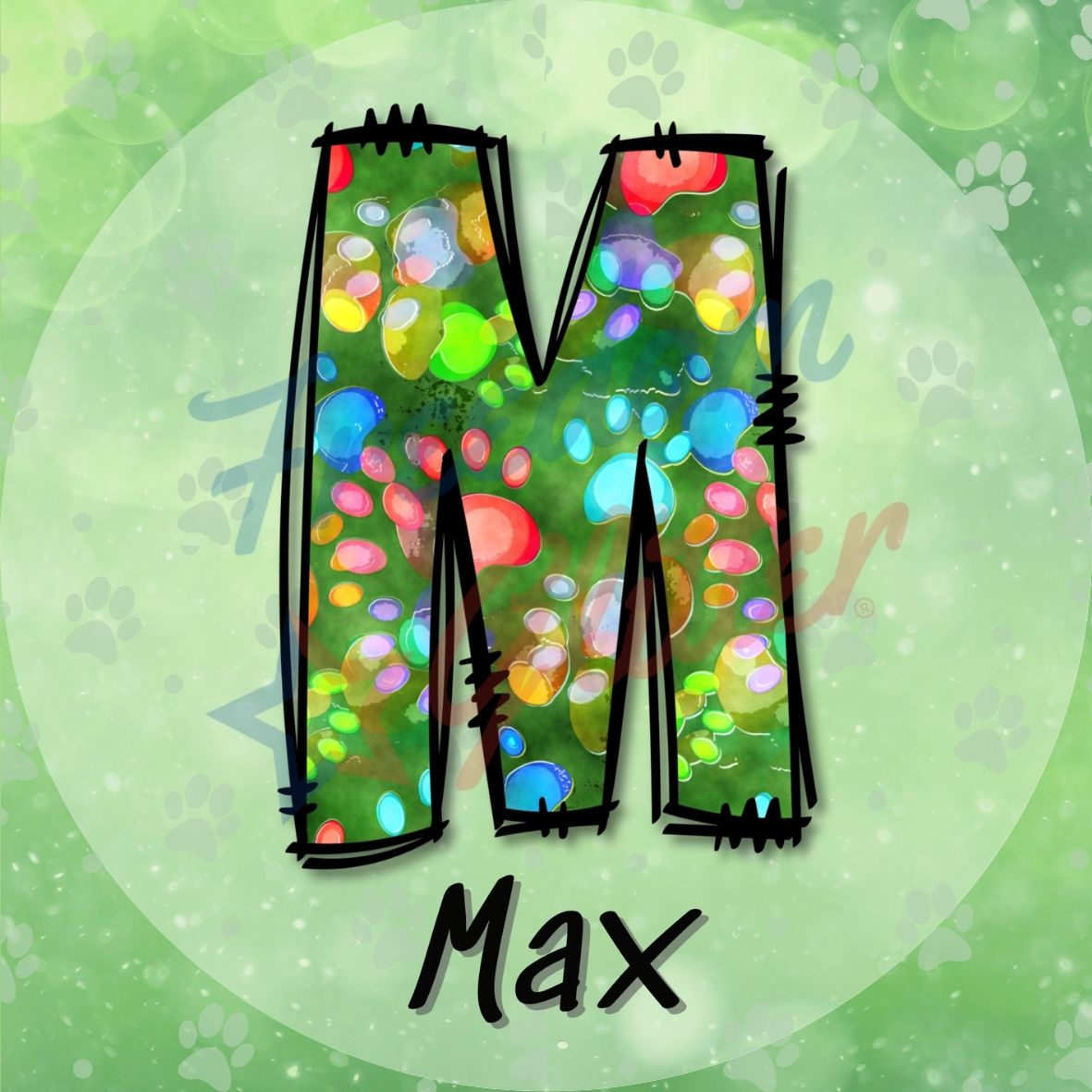 Customized Christmas Pet Gift Tags - Light Paw Letters