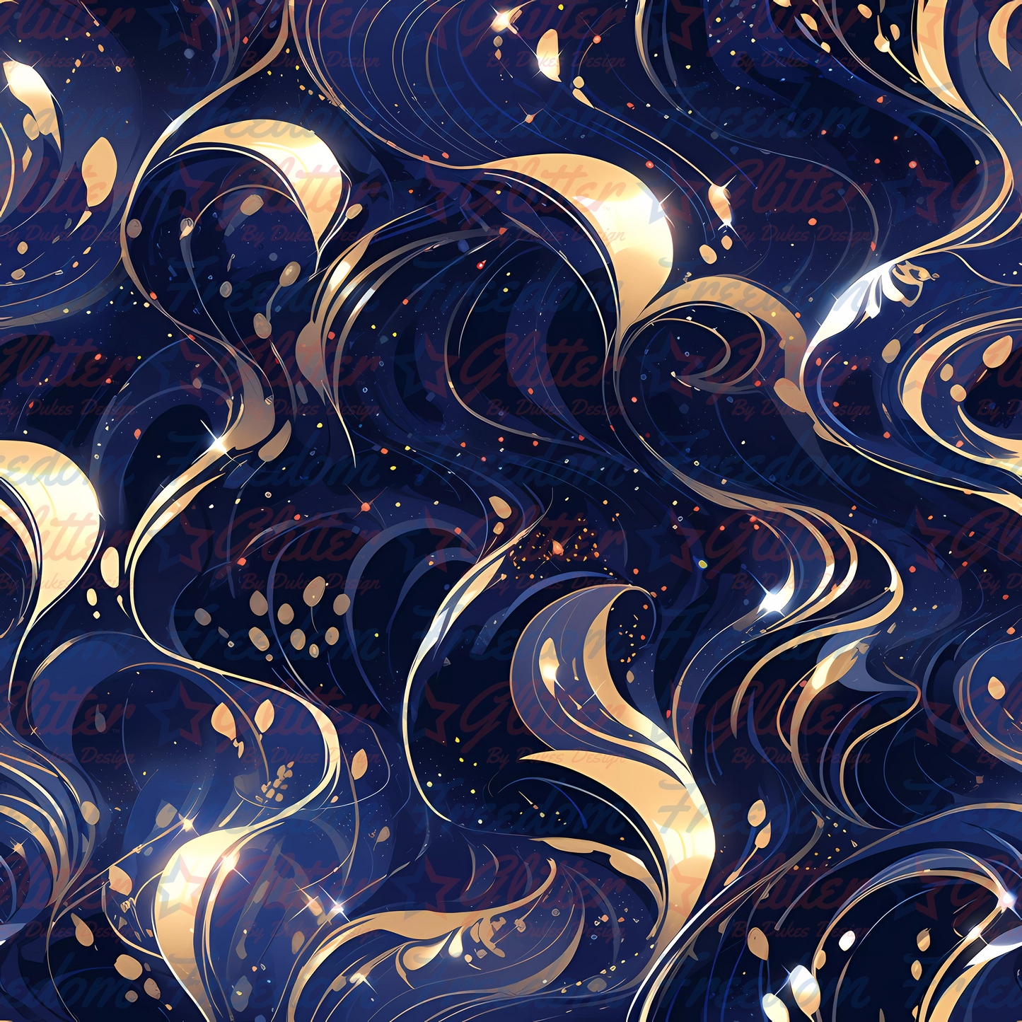Navy & Gold Abstract 1 (Printed VInyl)