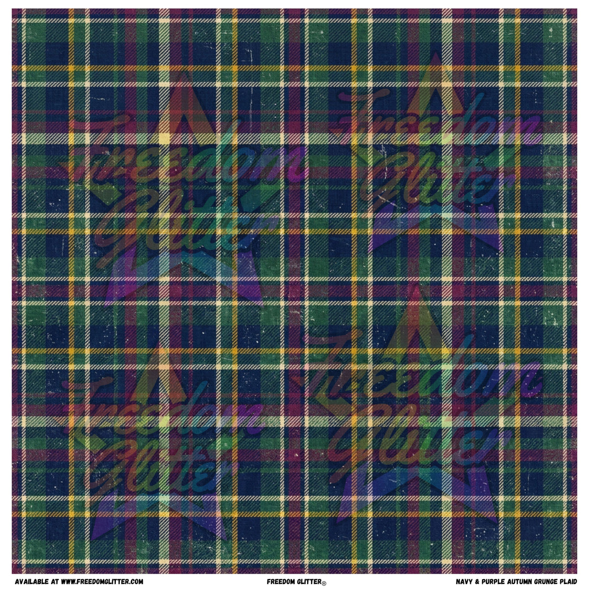 Navy & Purple Autumn Grunge Plaid (Printed Vinyl)