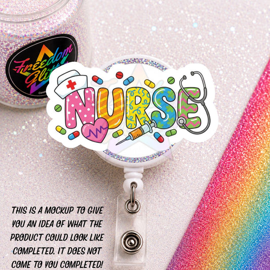 Nurse - Nurse 1 2" Badge Reel Acrylic Blank