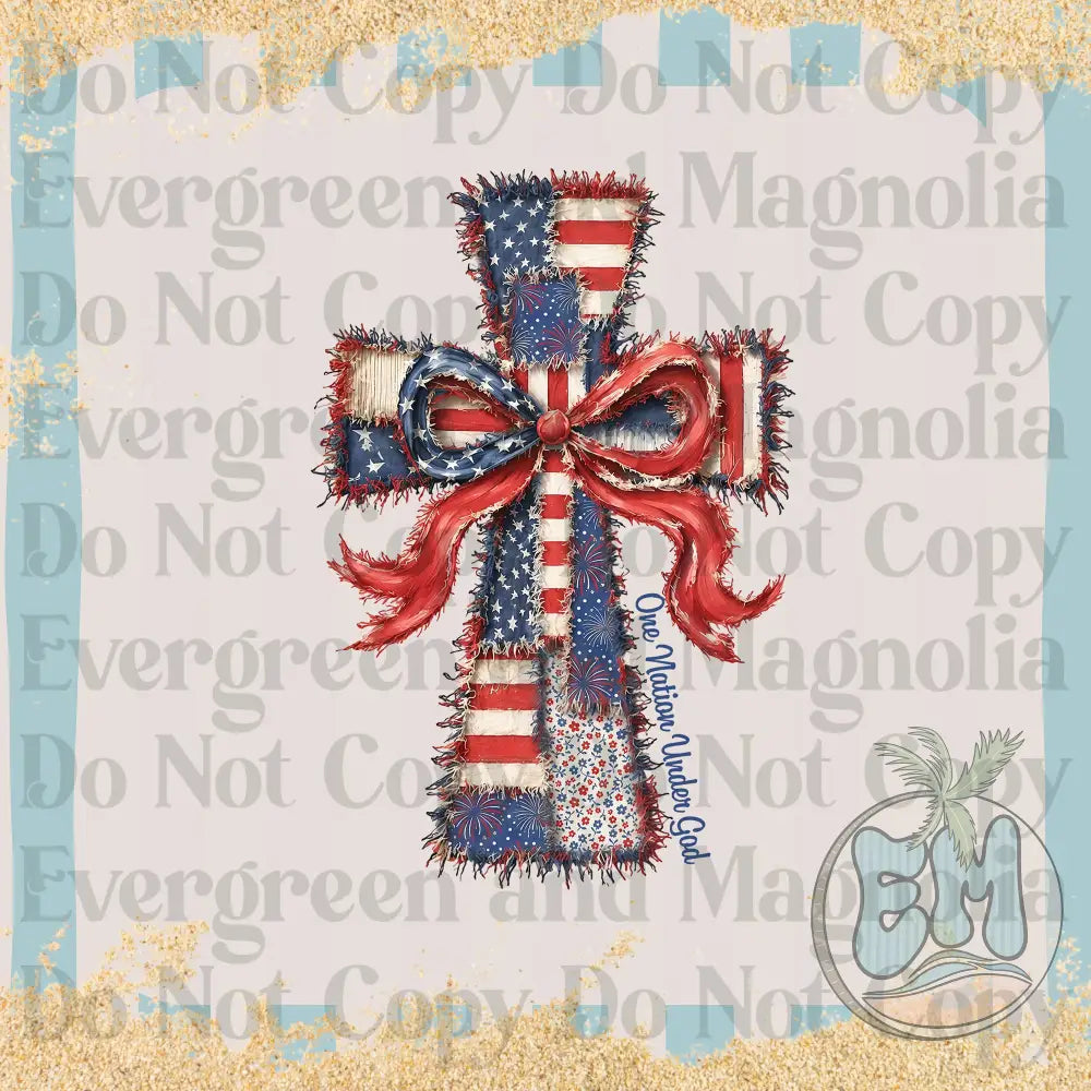 One nation under God patchwork cross