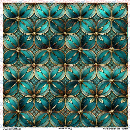 Ornate Turquoise & Gold 1 (Printed Vinyl)