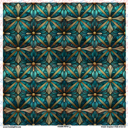 Ornate Turquoise & Gold 2 (Printed Vinyl)