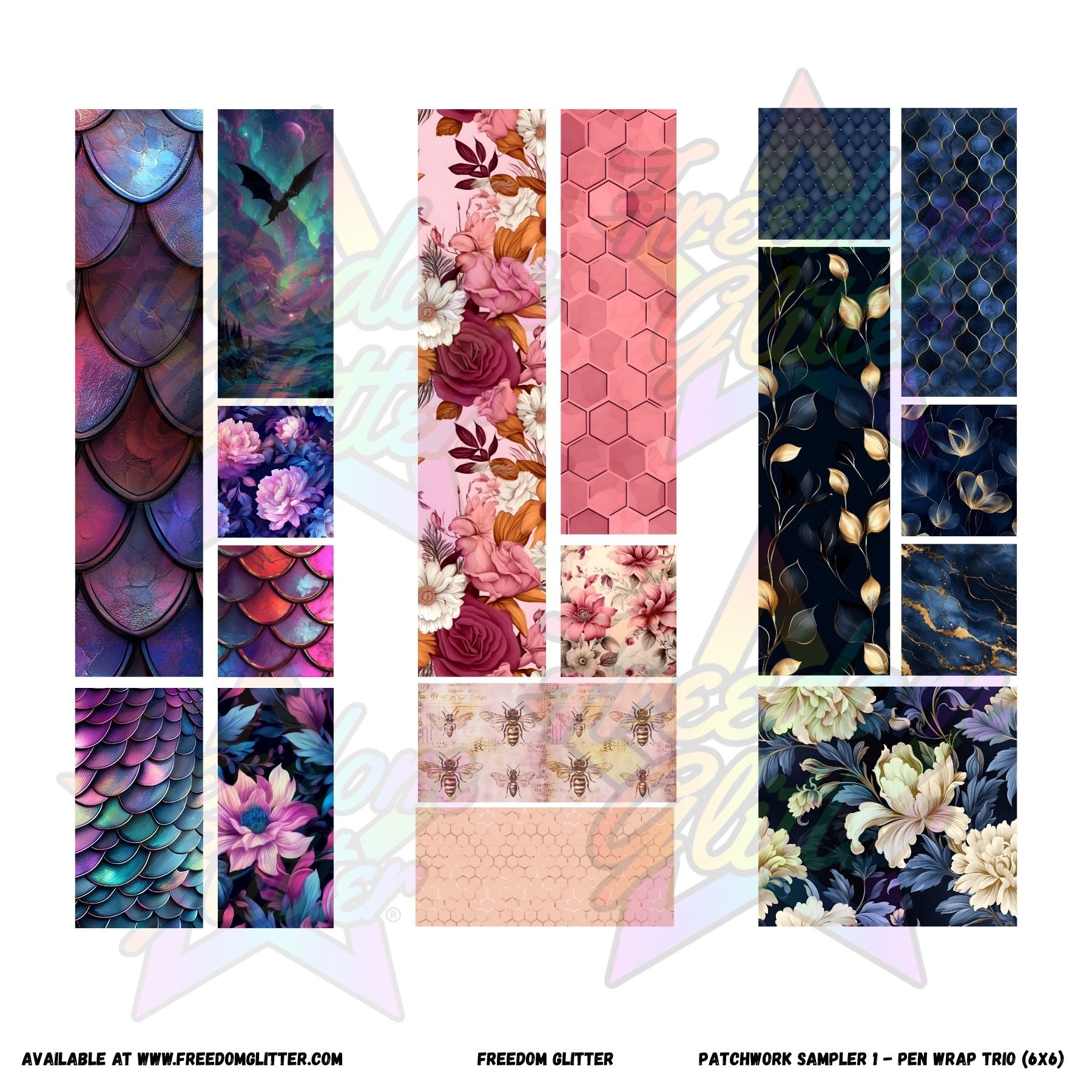 Pen Wrap Patchwork Trio - Sampler 1 (Printed Vinyl) – Freedom Glitter