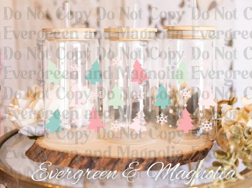 Pastel Christmas Trees PNG