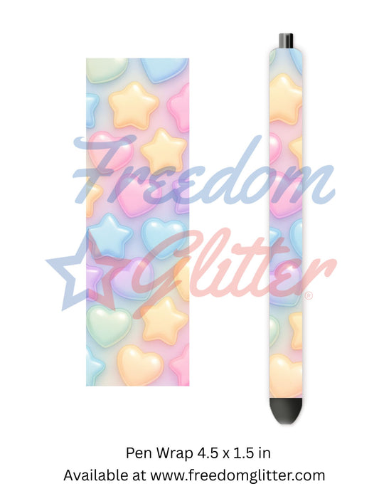 Pastel Puffy Hearts & Stars (Printed Vinyl)