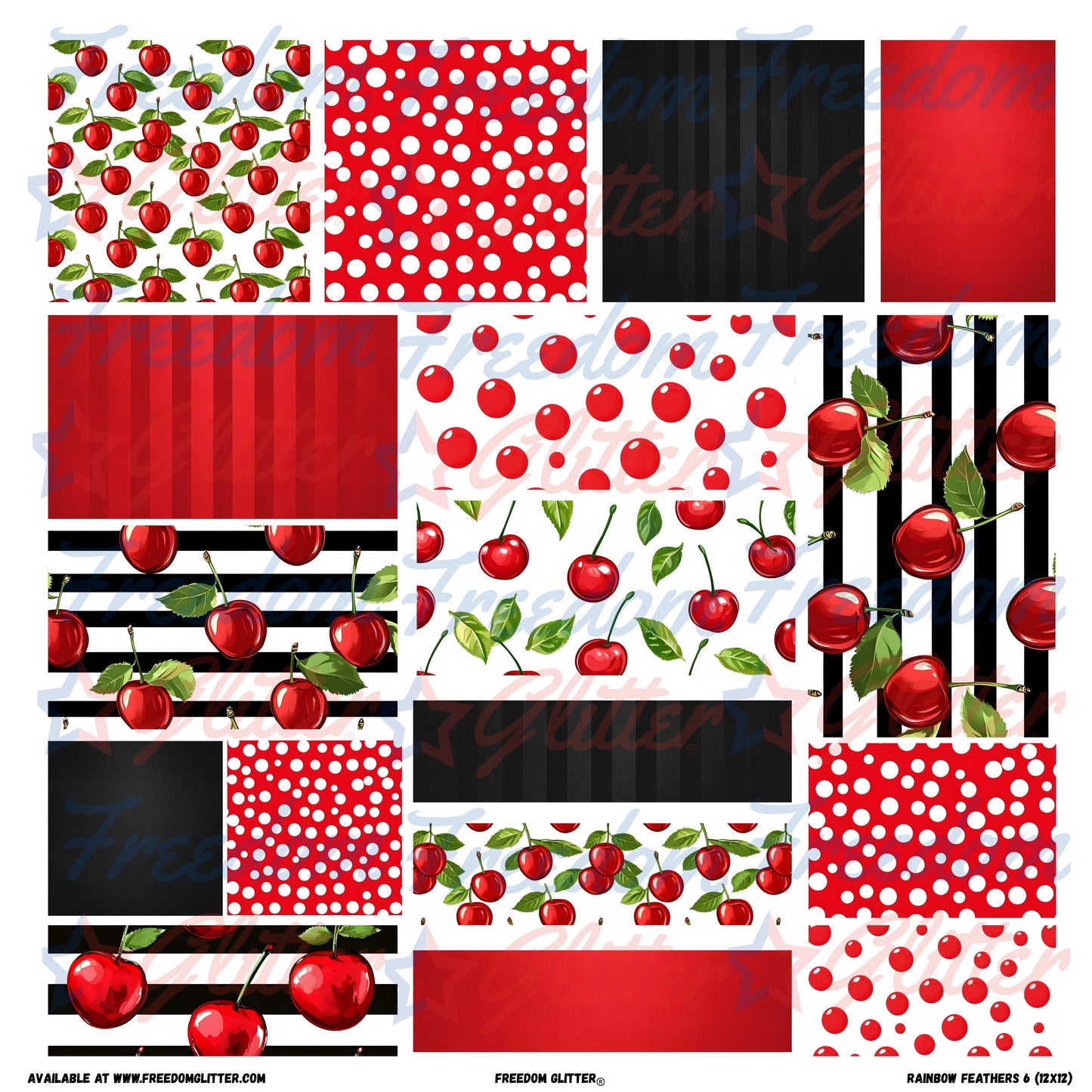 Patchwork Elements - Cherries (Printed Vinyl)