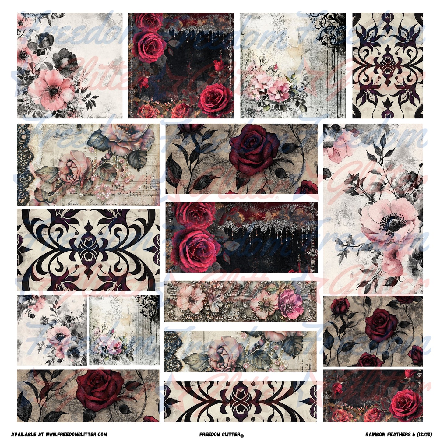 Patchwork Elements - Gothic Floral 2 (Printed Vinyl)