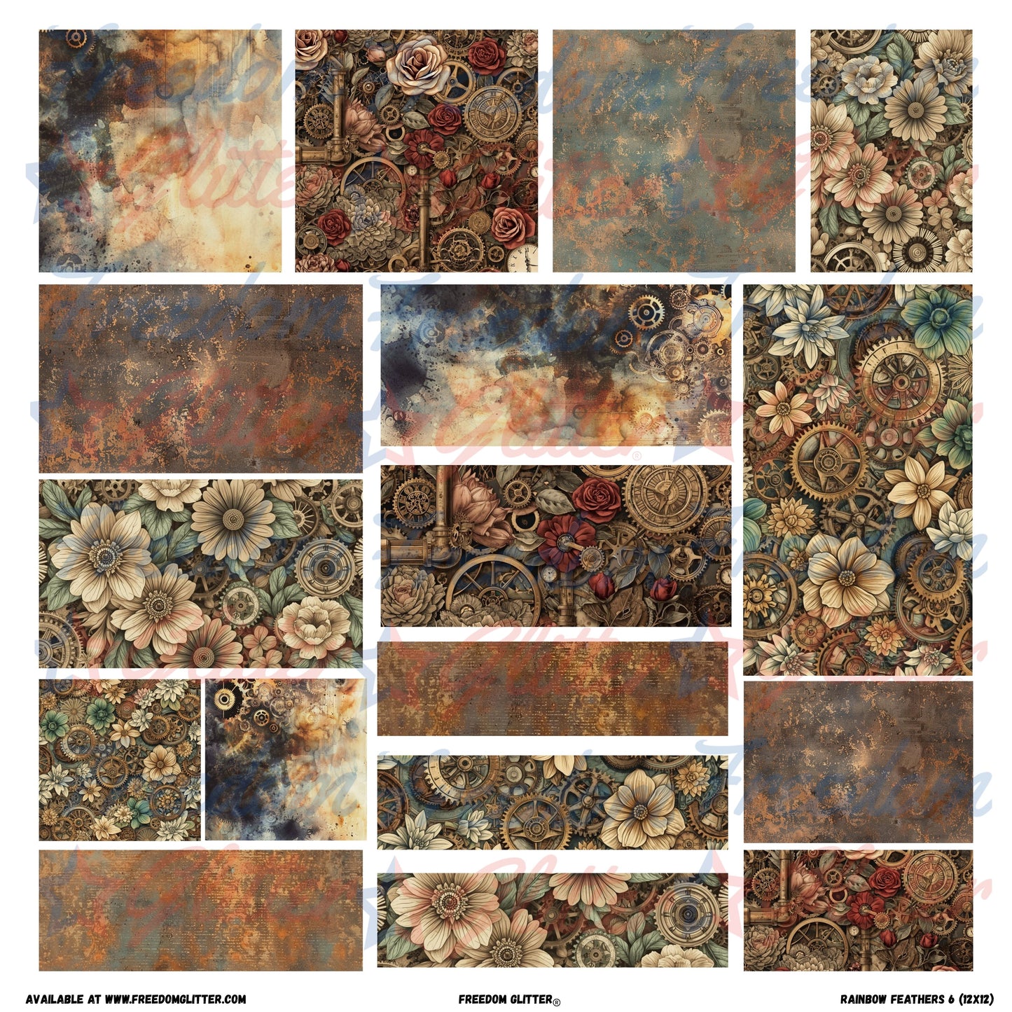 Patchwork Elements - Steampunk Floral 1 (Printed Vinyl)