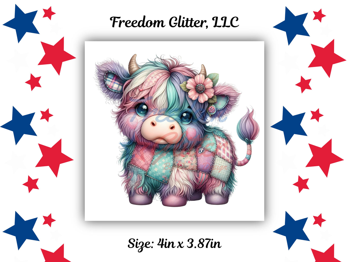 Patchwork Highland Cow 5 Decal (UVDTF)