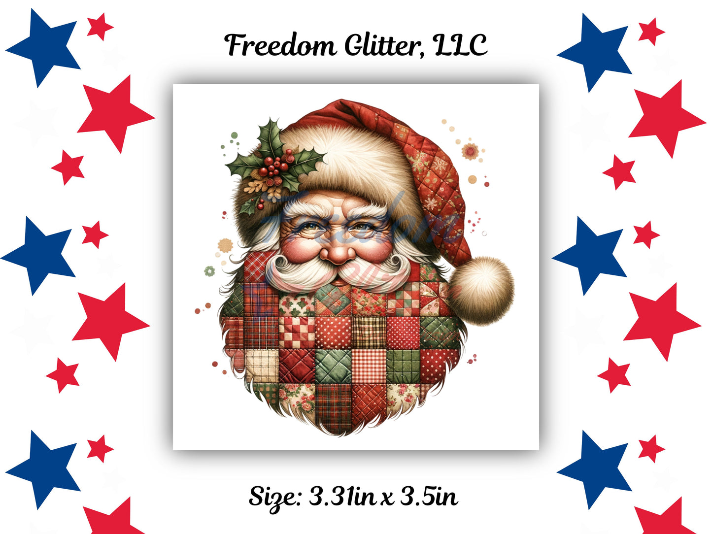 Patchwork Santa Decal (UVDTF)