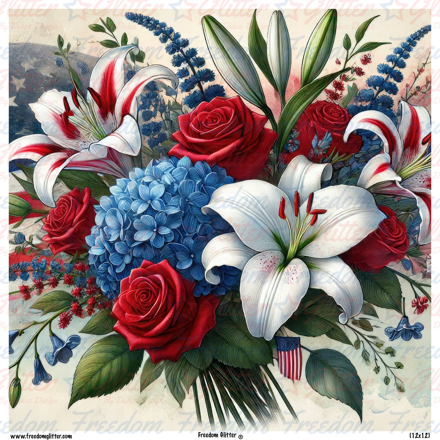 Patriotic Lilies & Roses (Printed Vinyl)