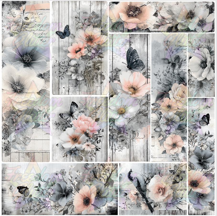 Peach & Gray Floral (Printed Vinyl)