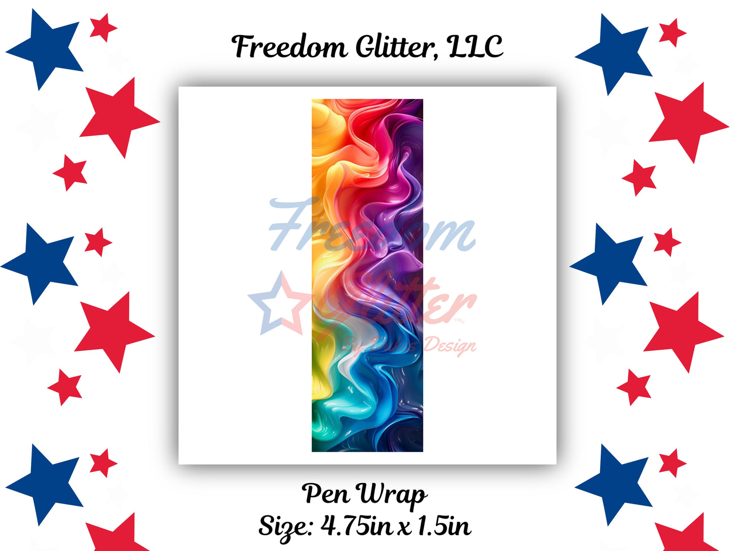 Pen Wrap - Rainbow Swirl Resin 35 Decal (UVDTF)
