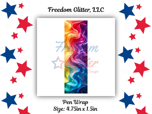 Pen Wrap - Rainbow Swirl Resin 35 Decal (UVDTF)