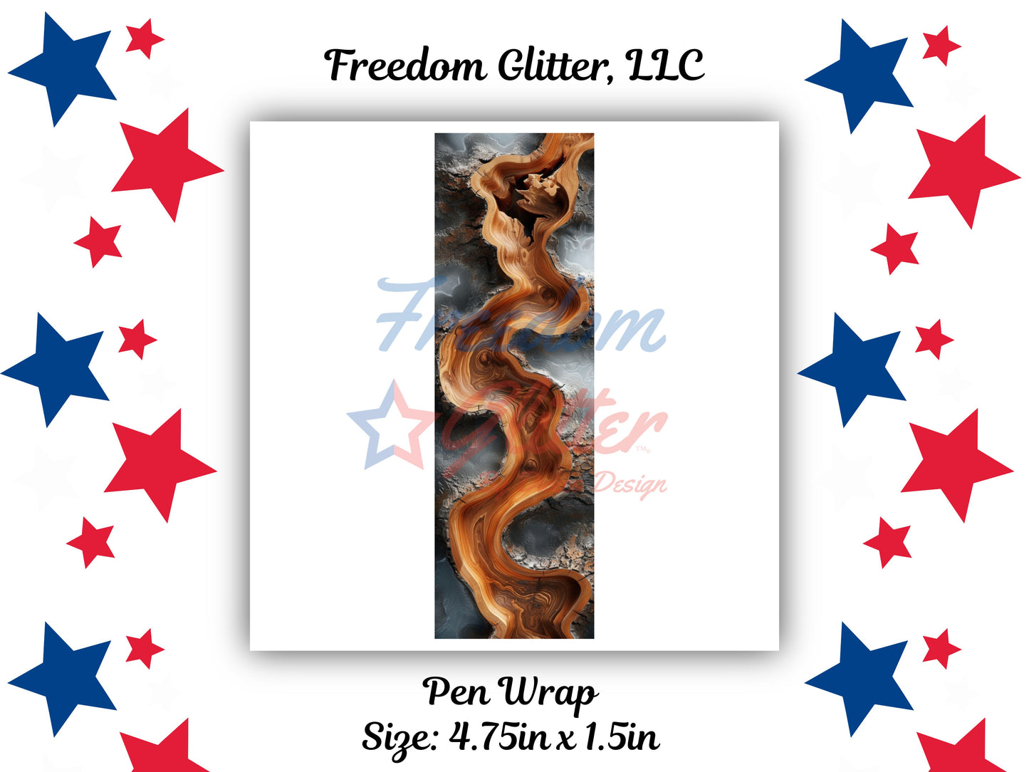 Pen Wrap - Wooden Geode Resin 32 Decal (UVDTF)