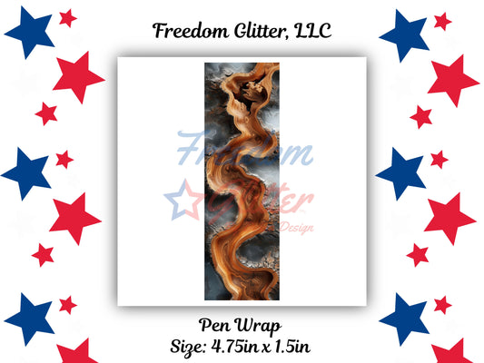 Pen Wrap - Wooden Geode Resin 32 Decal (UVDTF)