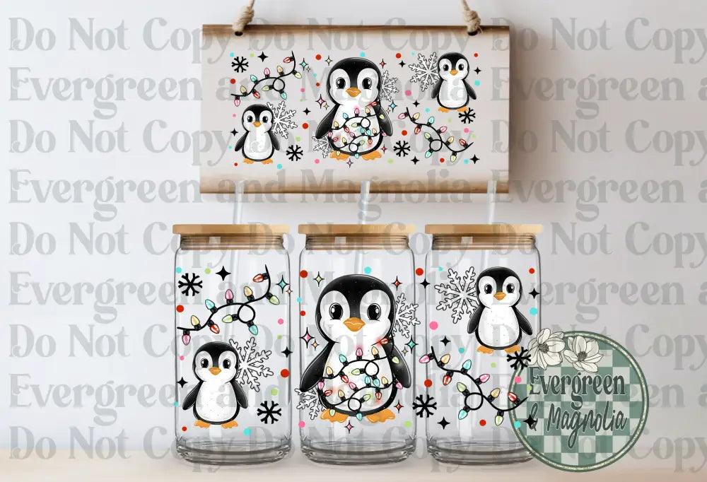 Penguin & Christmas Lights