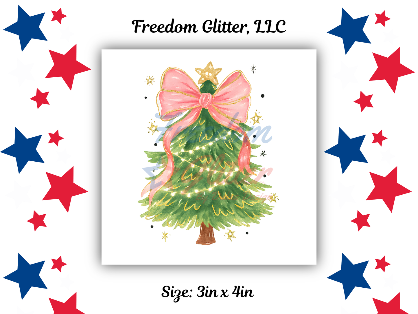 Pink Bow Christmas Tree Decal (UVDTF)