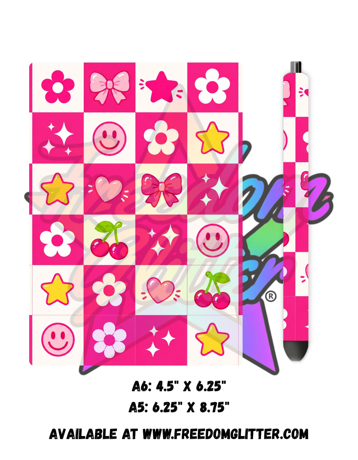 Pink Checkered Retro Acrylic Notebook Cover
