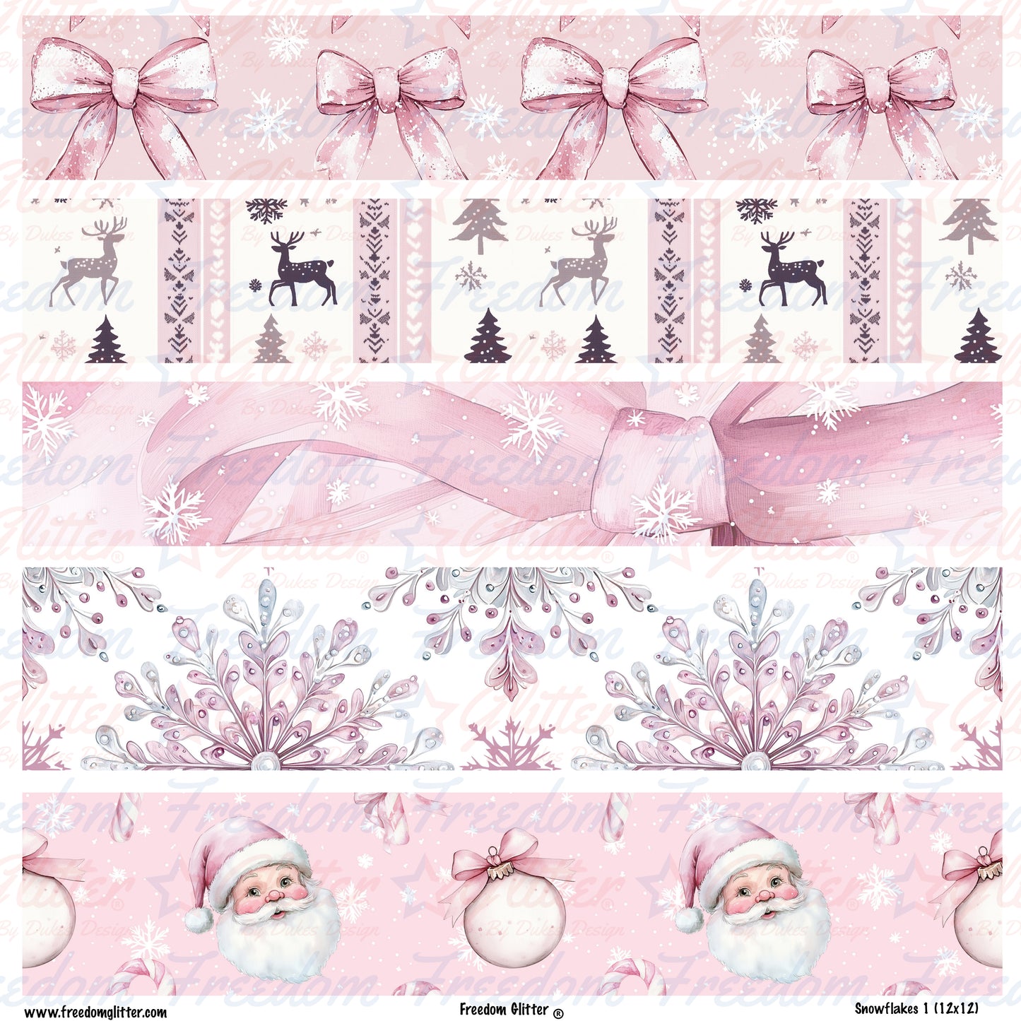 Pink Christmas 1 2-2.5in Rectangles (Printed Vinyl)