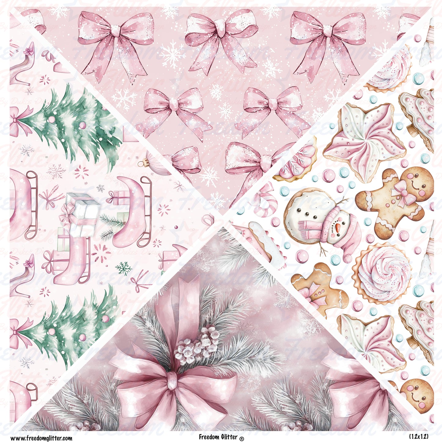Pink Christmas 2 Mixed Triangles (Printed Vinyl)