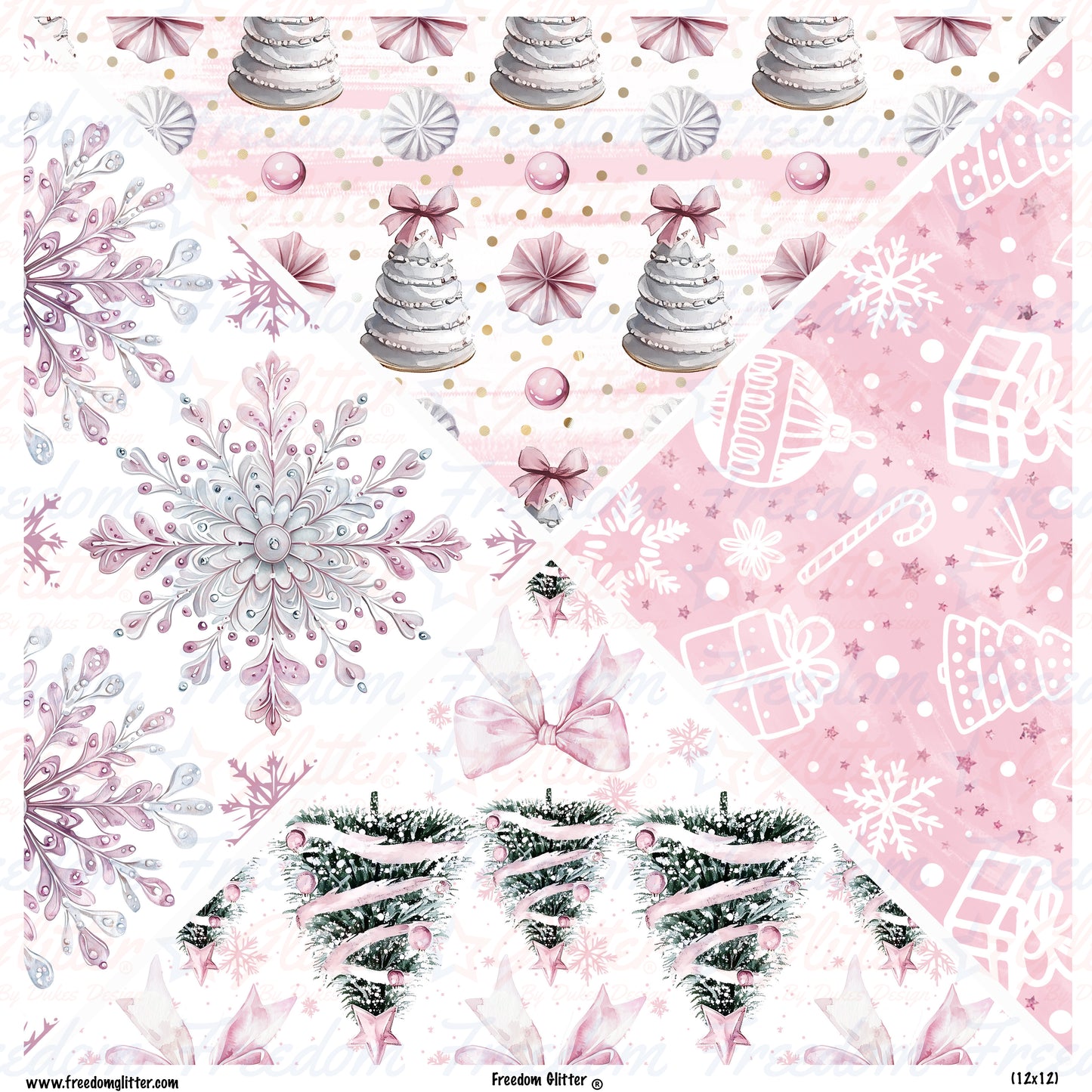 Pink Christmas 3 Mixed Triangles (Printed Vinyl)