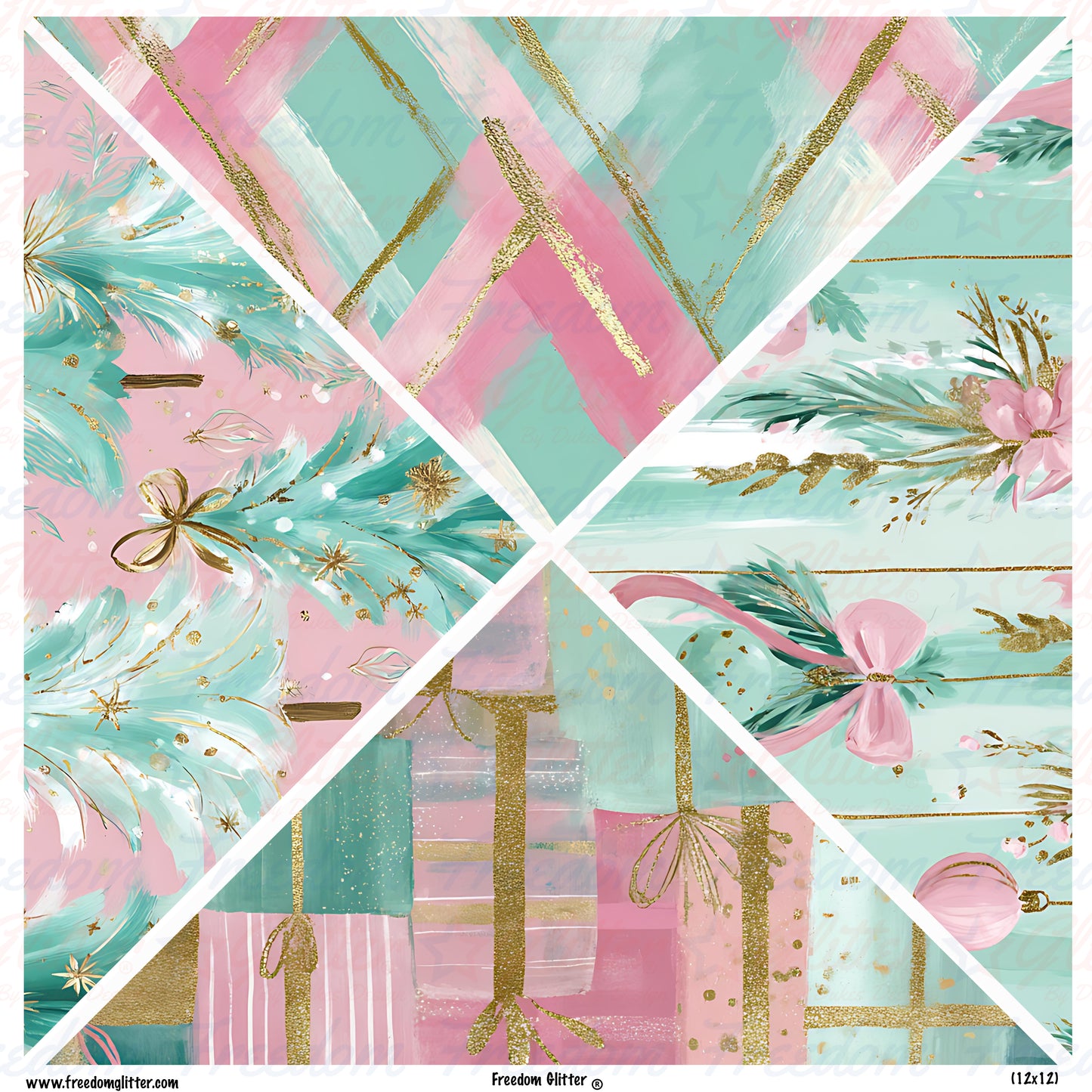 Pink Christmas 4 Mixed Triangles (Printed Vinyl)