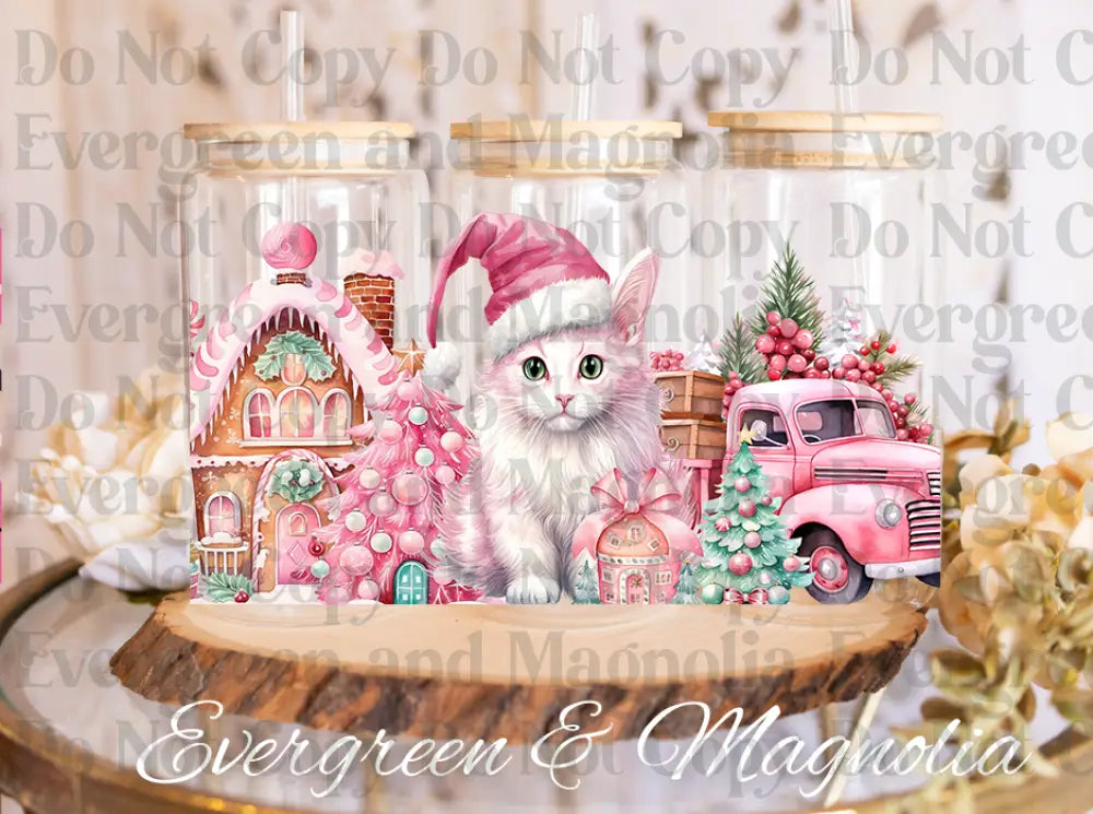 Pink Christmas Cute Cat