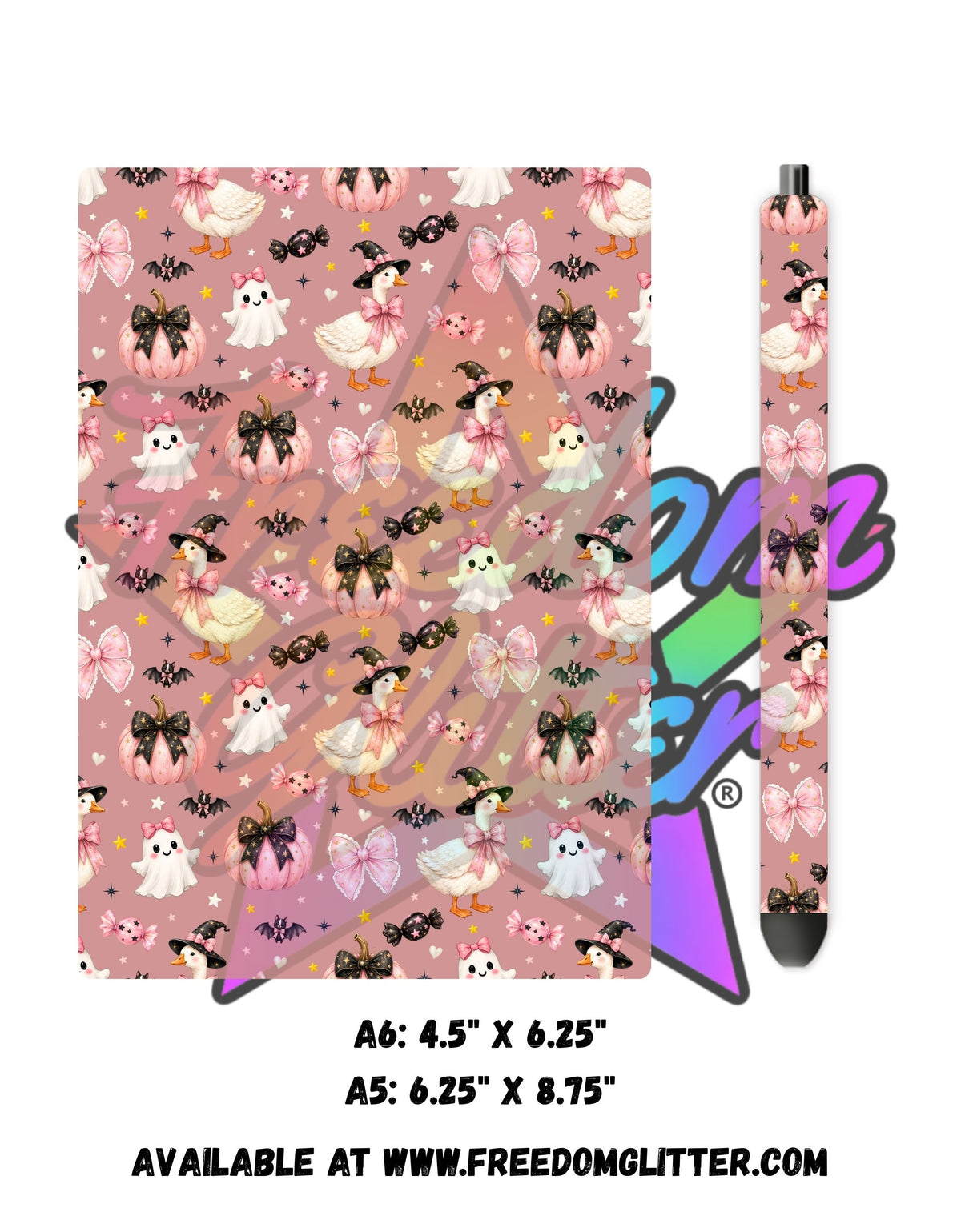 Pink Halloween Witchy Goose Acrylic Notebook Cover