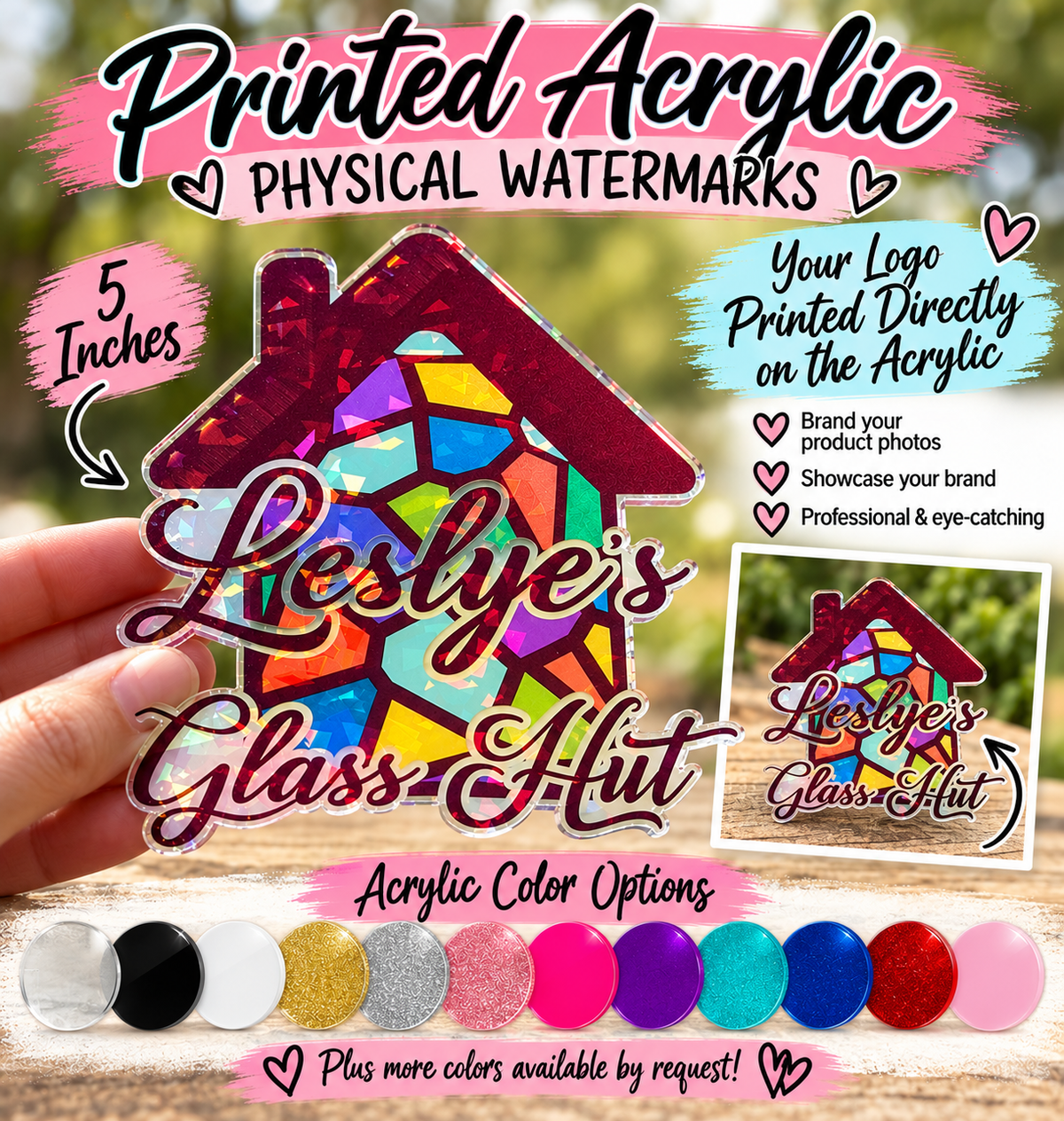 Custom Printed Acrylic Physical Watermarks β 5 Inch Personalized Logo