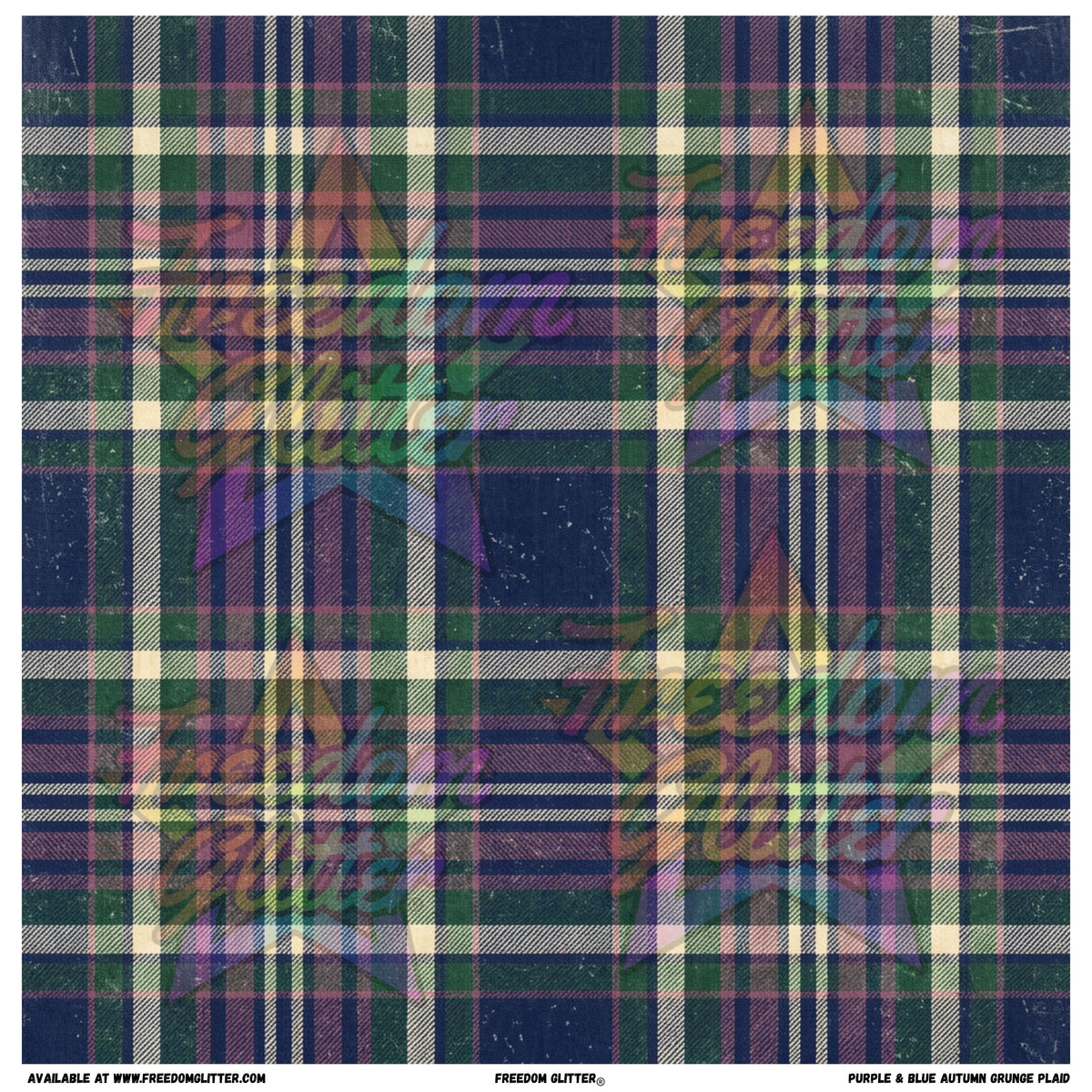 Purple & Blue Autumn Grunge Plaid (Printed Vinyl)
