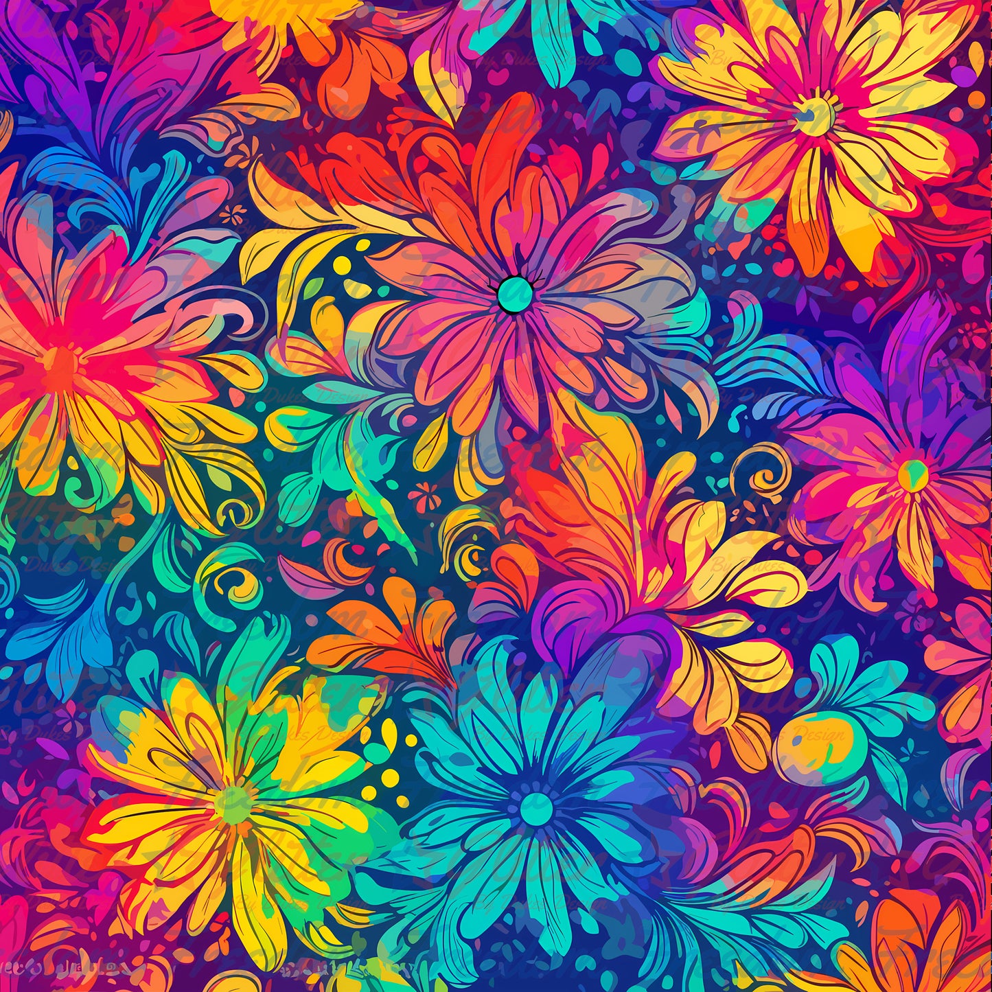 Rainbow Floral (Printed Vinyl)