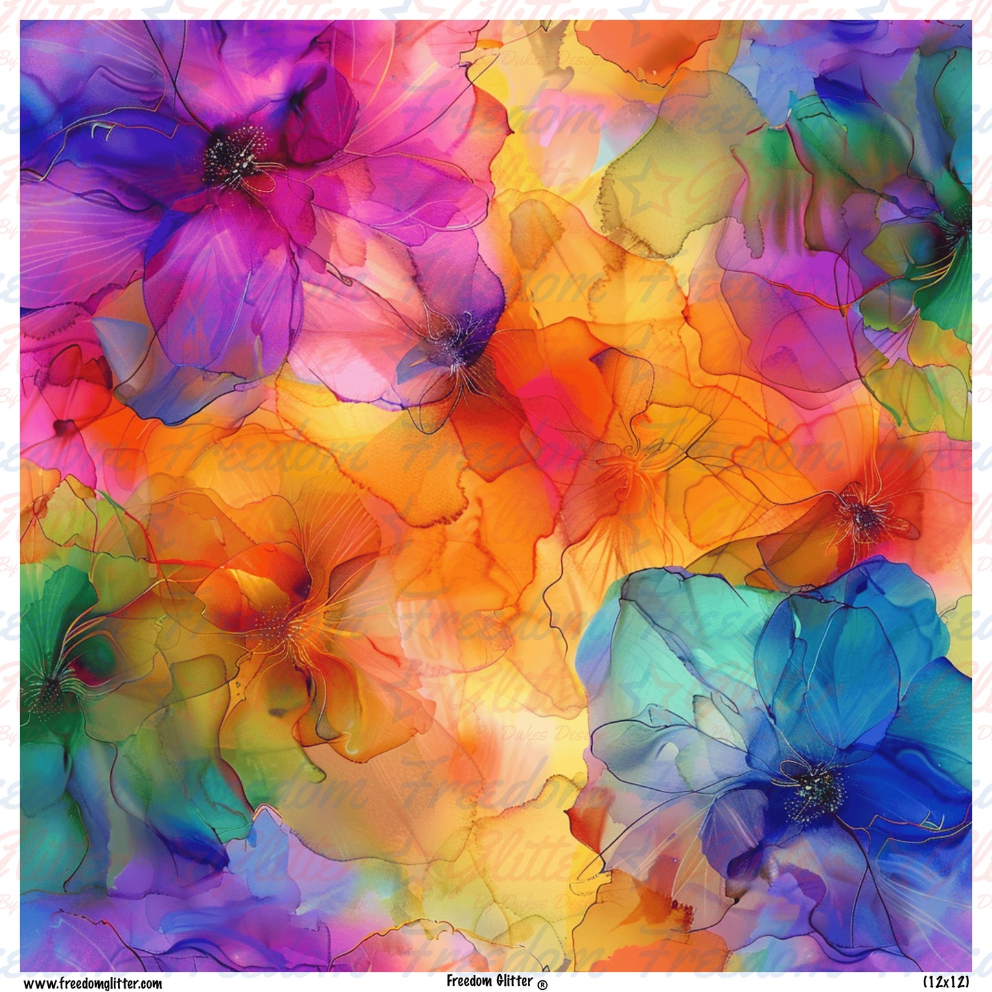 Rainbow Floral Watercolor 10 (Printed Vinyl)