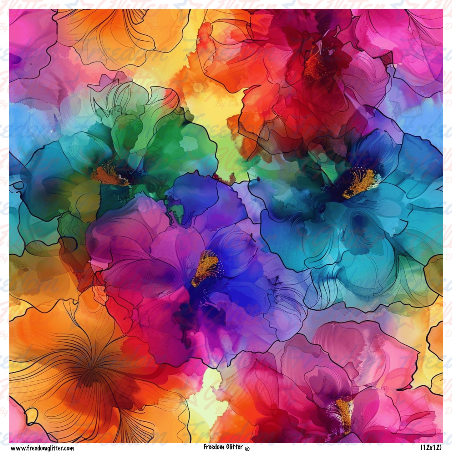 Rainbow Floral Watercolor 11 (Printed Vinyl)