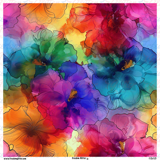 Rainbow Floral Watercolor 11 (Printed Vinyl)