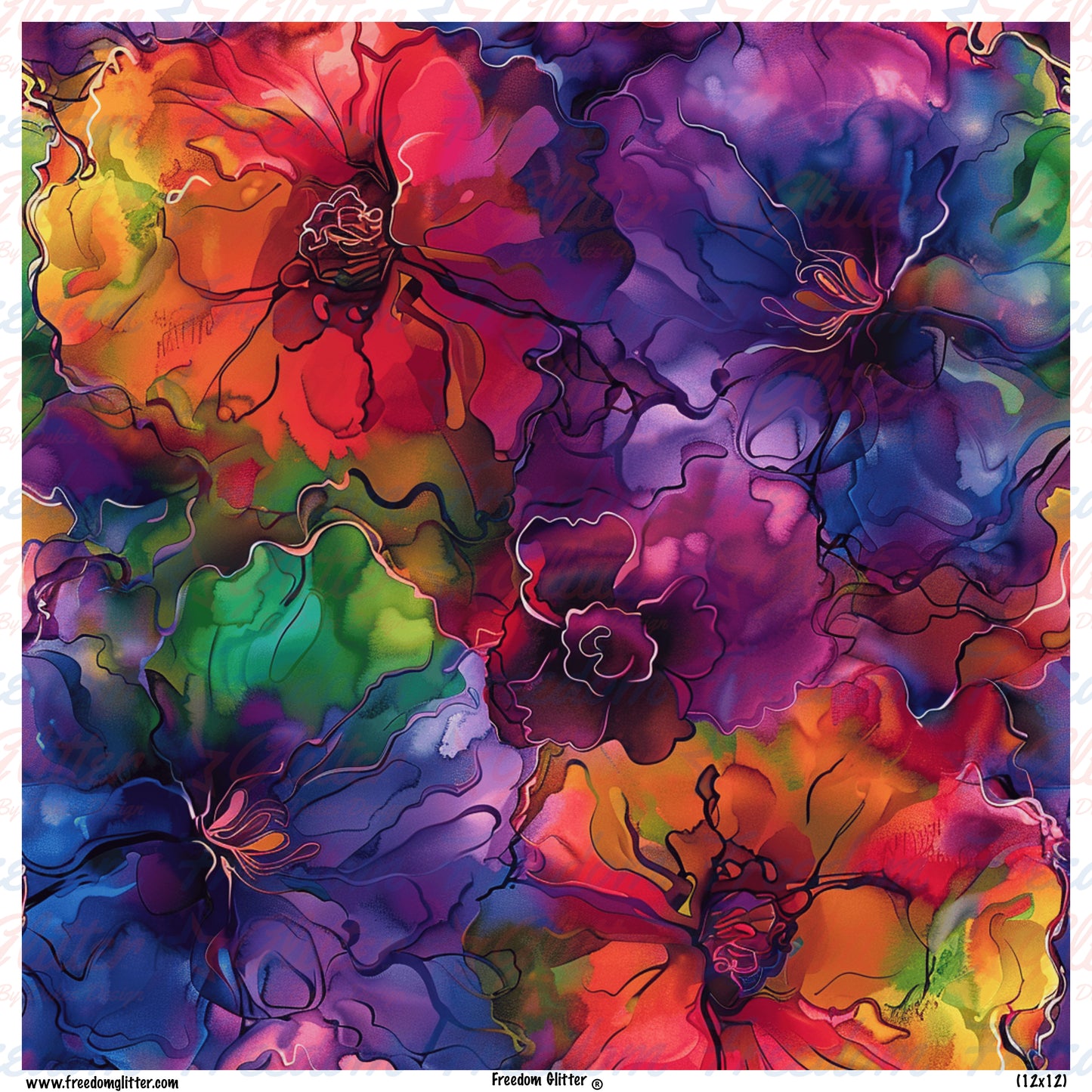 Rainbow Floral Watercolor 12 (Printed Vinyl)