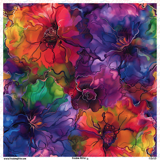 Rainbow Floral Watercolor 12 (Printed Vinyl)