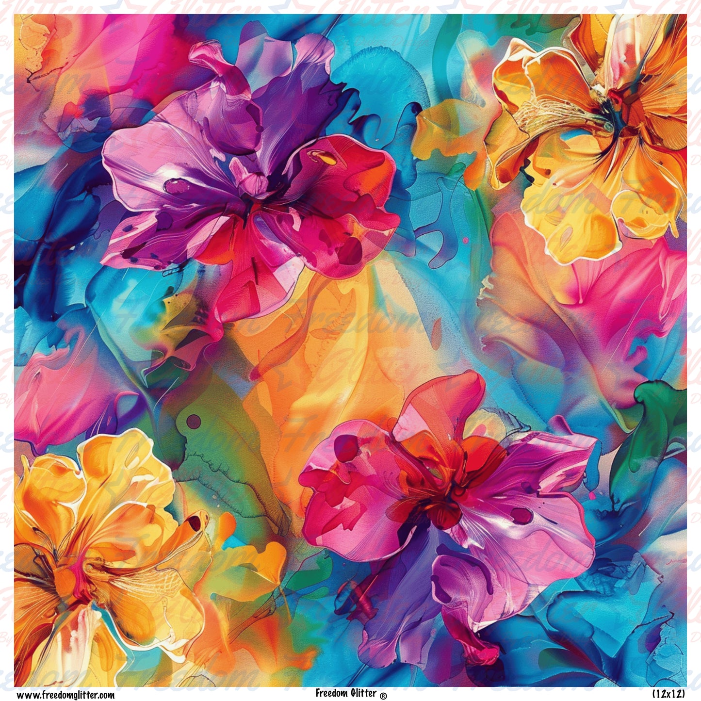 Rainbow Floral Watercolor 2 (Printed Vinyl)
