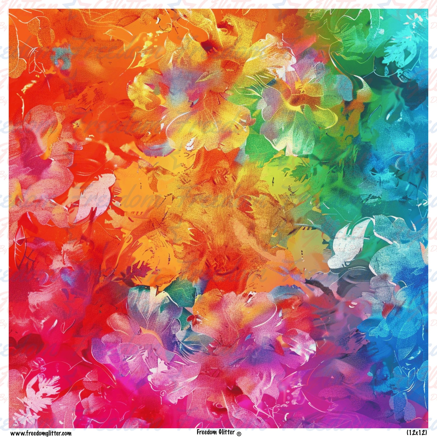 Rainbow Floral Watercolor 4 (Printed Vinyl)