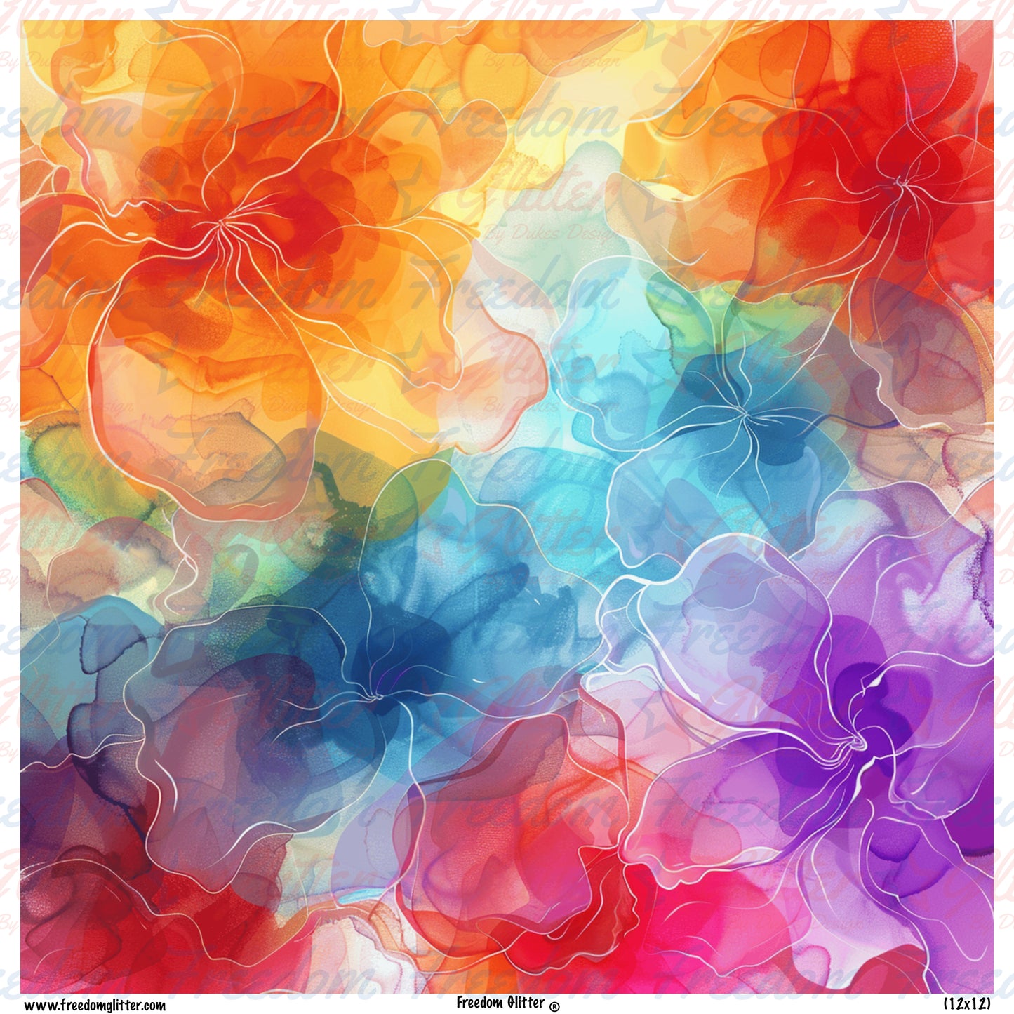 Rainbow Floral Watercolor 5 (Printed Vinyl)