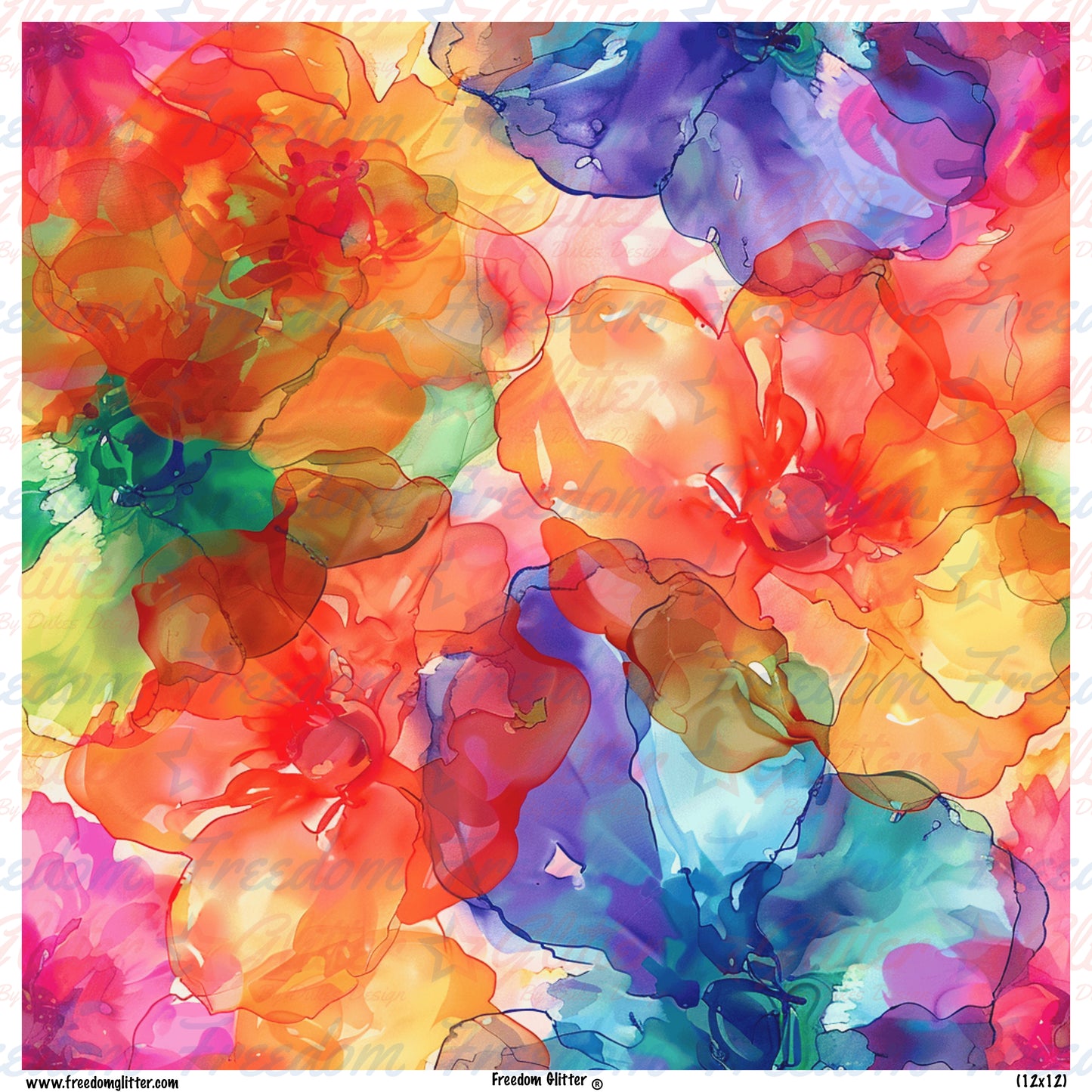 Rainbow Floral Watercolor 7 (Printed Vinyl)
