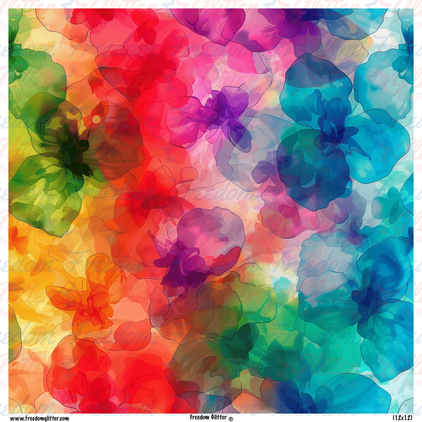 Rainbow Floral Watercolor 8 (Printed Vinyl)