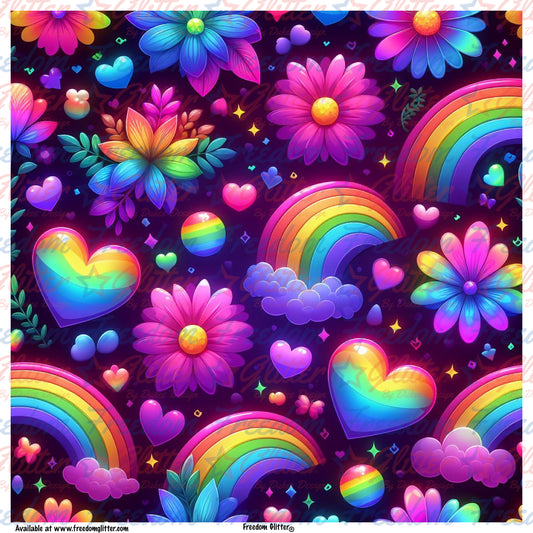 Rainbow Flowers 1 (Printed Vinyl)