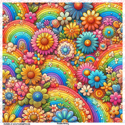 Rainbow Flowers 3 (Printed Vinyl)