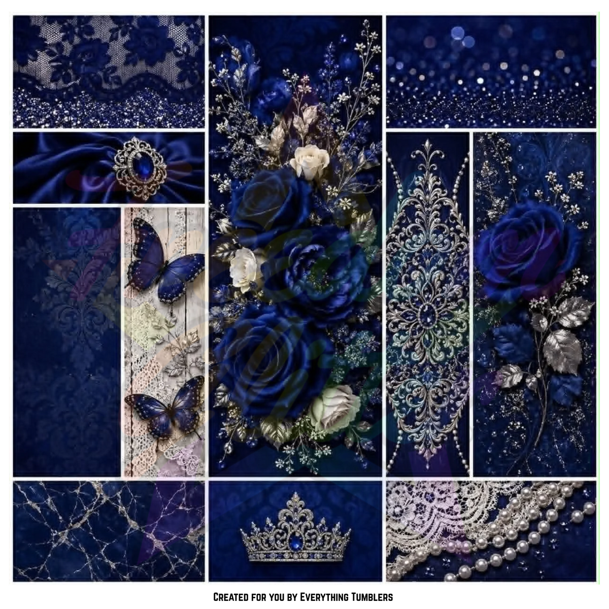 Royal Blue Lace & Pearls (Printed Vinyl)