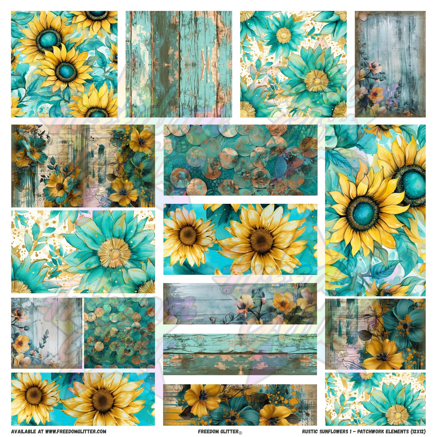 Patchwork Elements - Rustic Sunflowers 2 (Printed Vinyl)
