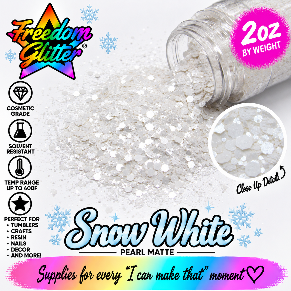 Snow White (Pearl Iridescent Glitter)
